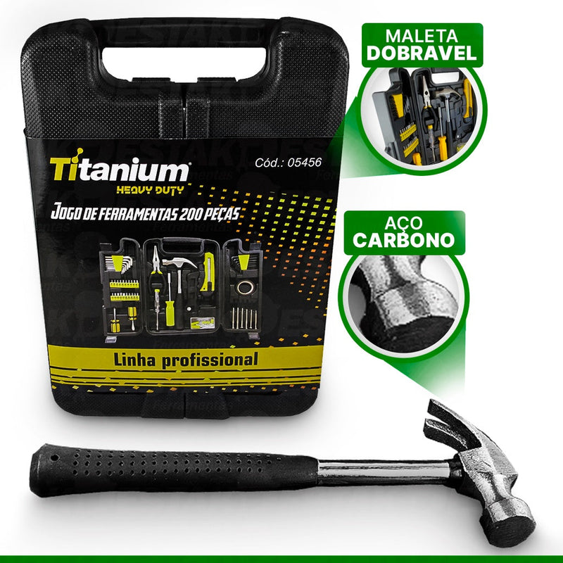 Kit de Ferramentas Completo Com 200 Peças Titanium